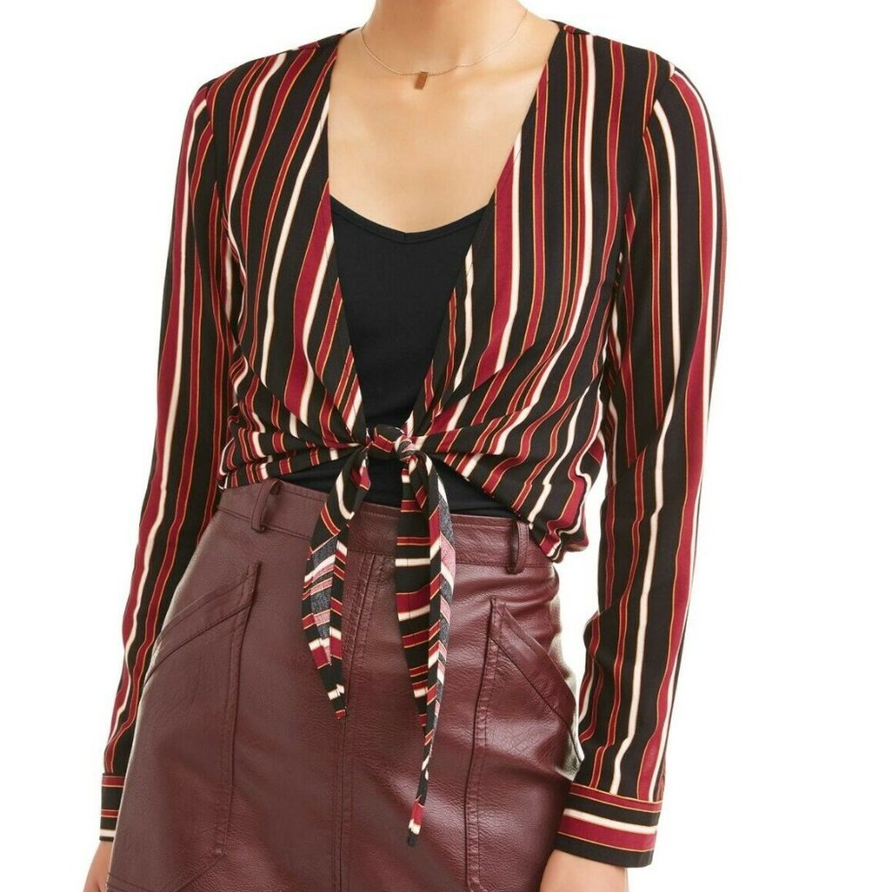 NEW Burgundy Striped Tie Front Shrug & Cami SET